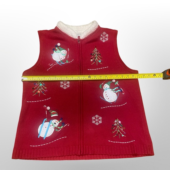 VNT Classic Elements Women Red Snowman Ugly Christmas Vest Sweater L cottage - Picture 4 of 6